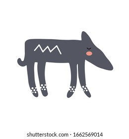 Dog character design. Cute cartoon animal vector illustration. Abstract icon for baby posters, art prints, fashion apparel or stickers.