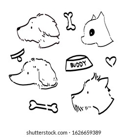 Dog character doodle style. Hand drawing style.