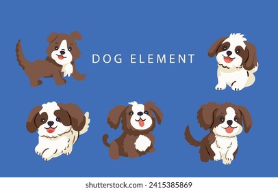 Juego de elementos de caracteres de perro.vector de ilustración para postal,pegatina