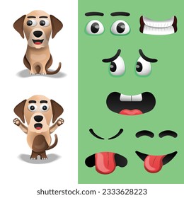 Caracteres de perro y expresiones faciales 