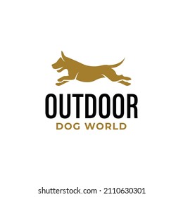 Dog character logo run and jump