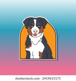 dog character vector design with gradient background. for stickers. poster elements. or printed on t-shirts