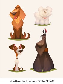 Dog characters. Cartoon vector illustration.