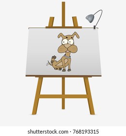 Dog characters doodle sticker. Puppy scratching. Hand drawn vector illustration