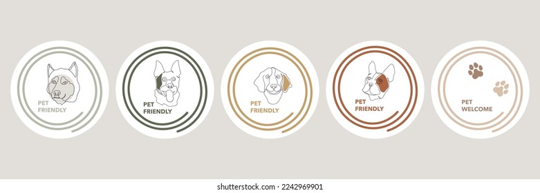 Dog characters portraits continuous one line art