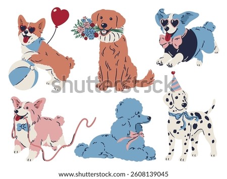 Dog Characters with Props – Cute Breeds in Fun Poses