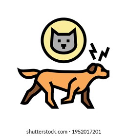 perro persiguiendo el vector de color del gato. perro persiguiendo el signo del gato. ilustración de símbolo aislado