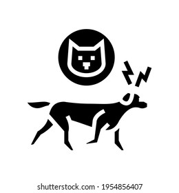 dog chasing cat line icon vector. dog chasing cat sign. isolated contour symbol black illustration