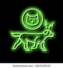 perro persiguiendo el vector del signo de la luz del neón del gato. ilustración de perro persiguiendo gato