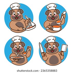 Dog Chef Cartoon cooking delicious dish