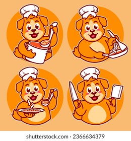 Dog Chef Cartoon cooking delicious dish