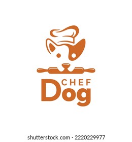 Dog Chef With Hat Holding Bakery Equipment Logo Modern Simple Cooking Design Vector