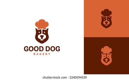 Dog with chef hat logo for bakery company or food company