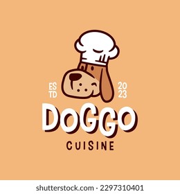 Dog Chef Puppy Bakery Restaurant Kitchen Cartoon Mascot Character Logo Vector Icon Illustration