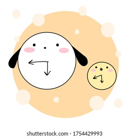 Perro y polluelo con reloj