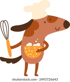 Dog Chief Cooking Vector Illustration