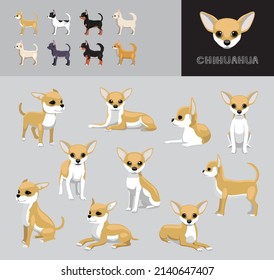 Dog Chihuahua Cartoon Vector Illustration Color Variation Set