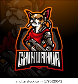 The dog of chihuahua esport logo mascot design.