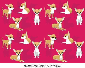 Dog Chihuahua Poses Cute Character Seamless Wallpaper Background