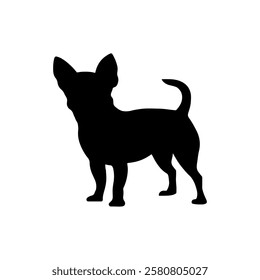 Dog chihuahua silhouette vector flat illustration design on white background.