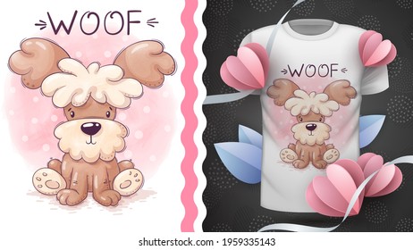 Dog childish cartoon character animal - idea for print t-shirt