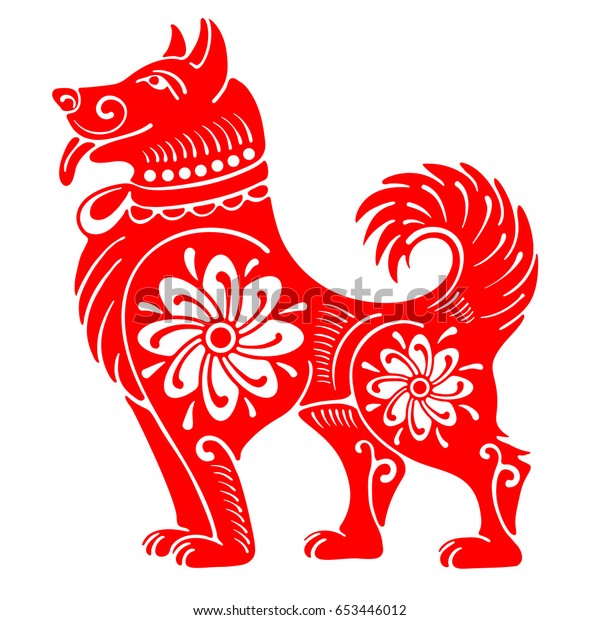 白い背景に中国の干支の2018年のシンボルである犬 ベクターイラスト