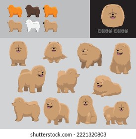 Dog Chow Chow Cartoon Vector Illustration Color Variation Set Brown Coat