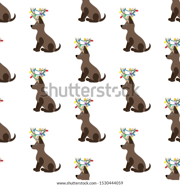 Dog Christmas Costume Seamless Pattern On Stock Vector (Royalty Free