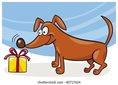 dog and christmas gift