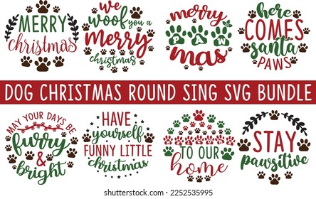 Dog Christmas Round Svg Bundle