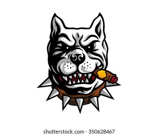dog cigar head character illustration logo icon vector