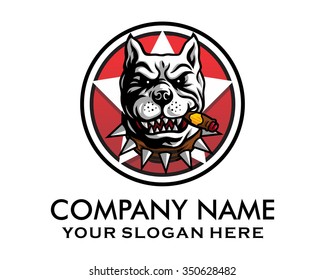 dog cigar head character illustration logo icon vector