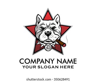 dog cigar head character illustration logo icon vector