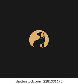 Dog circle silhouette of golden r dog logo vector. stylish golden retriever letter with dog head element design concept
