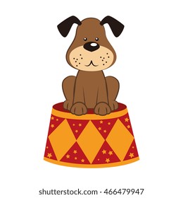 dog circus stand, isolated flat icon design