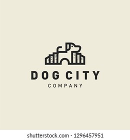 dog city pet city logo hipster retro vintage vector icon illustration