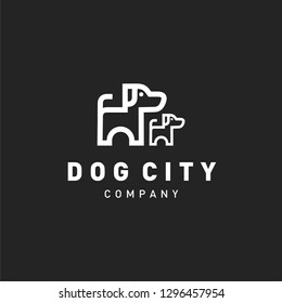 dog city pet city logo hipster retro vintage vector icon illustration
