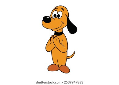 A dog is clapping hands on a white background Vector illustration.
