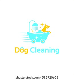 Dog Cleaning Service Logo Vector in Blue and Orange