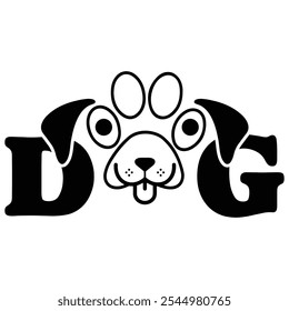 Dog clip art design on plain white transparent isolated background for card, shirt, hoodie, sweatshirt, apparel, card, tag, mug, icon, poster or badge