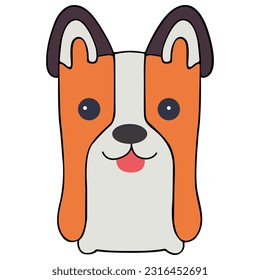 Diseño plano del vector del círculo del perro sobre fondo blanco, elemento de trazado de recorte aislado del animal