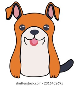Dog clipart vector flat design on white background, animal isolated clipping path element