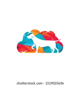 Dog and cloud icon logo design vector illustration. Veterinary vector logo design template.