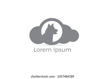 Dog in cloud vector logo design. pet safety and security icon.