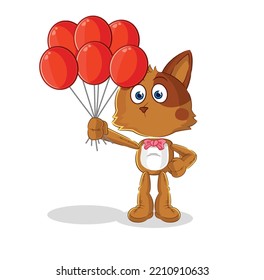 the dog clown with balloons vector. cartoon character