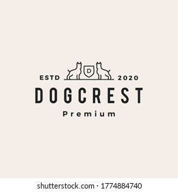 dog coat of arms hipster vintage logo vector icon illustration
