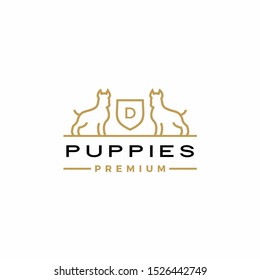 dog coat of arms logo vector icon illustration