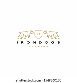 dog coat of arms logo vector icon illustration	