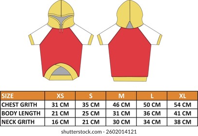 dog coat design size chart hoodie size chart vector design 