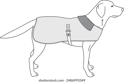 Dog coat. Technical illustration vector design template featuring hunting dog vest mock up.